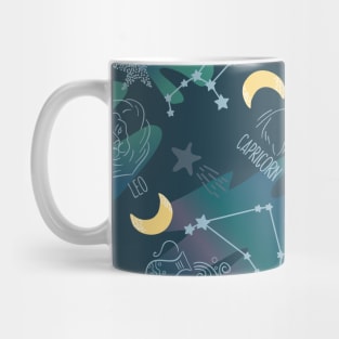 Astrology Zodiac Signs Night Sky Seamless Pattern Mug